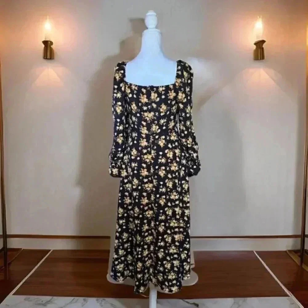 Floral Black/Yellow Dress
